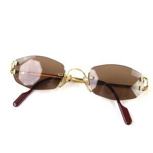 Cartier 2 C Decor Two Point Rimless Sunglasses Gold Bold 22 135 Demo Lens